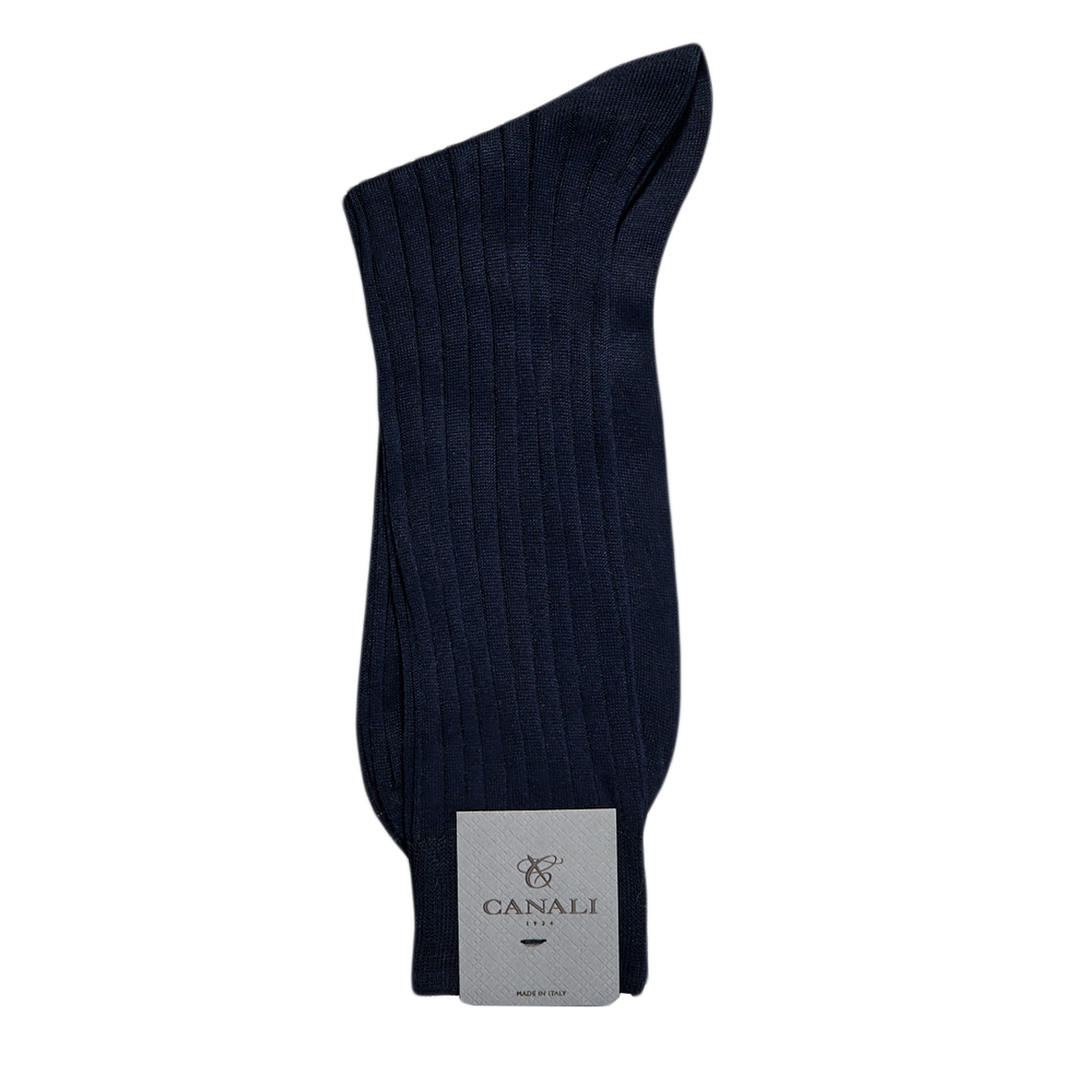 Navy Ribbed Cotton Socks