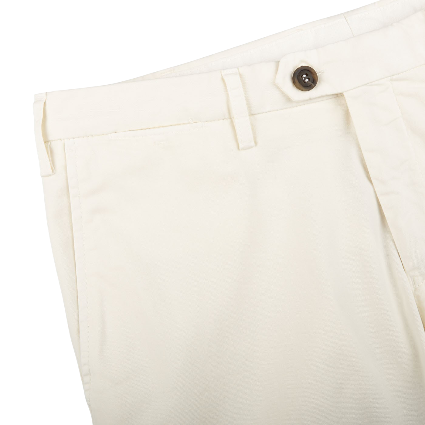 Canali Off-White Cotton Stretch Flat Front Chinos Edge
