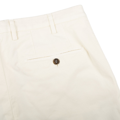 Canali Off-White Cotton Stretch Flat Front Chinos Pocket