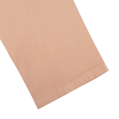 Canali Pink Beige Cotton Stretch Flat Front Chinos Cuff