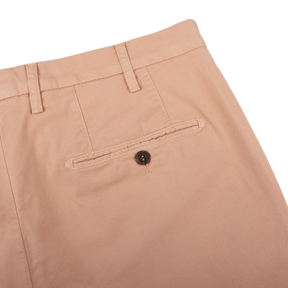 Canali Pink Beige Cotton Stretch Flat Front Chinos Pocket