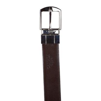 Canali Reversible Navy Brown Leather 35mm Belt Brown Buckle