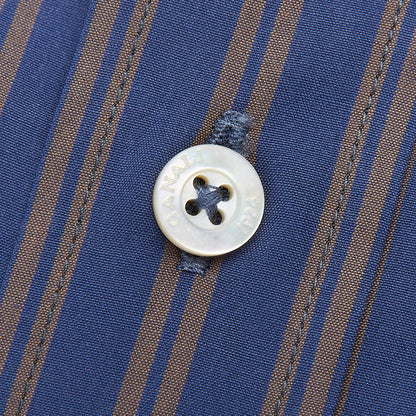Canali Royal Blue Striped Cotton BD Shirt Button