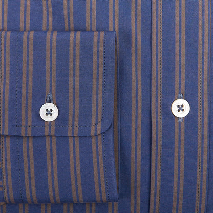 Canali Royal Blue Striped Cotton BD Shirt Cuff