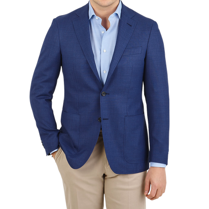 Canali Royal Blue Wool Impeccabile KEI Blazer Front