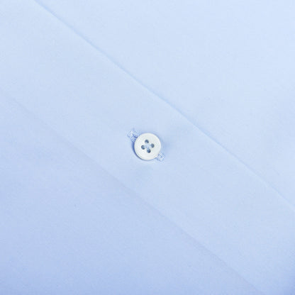 Canali Sky Blue Plain Cotton Shirt Button