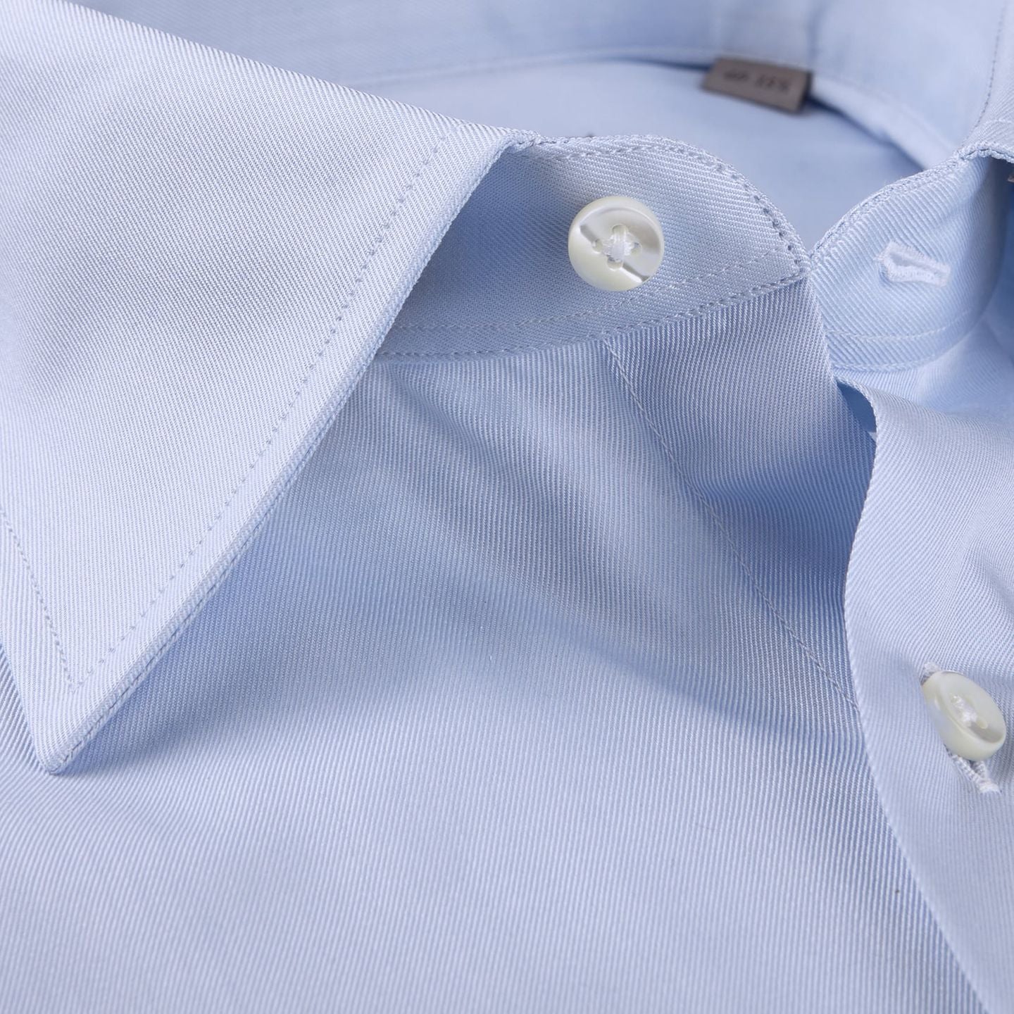 A close up of a Sky Blue Single Cuff Cotton Shirt by Canali.