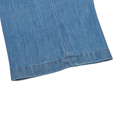 Canali Washed Denim Blue Cotton Casual Trousers Cuff