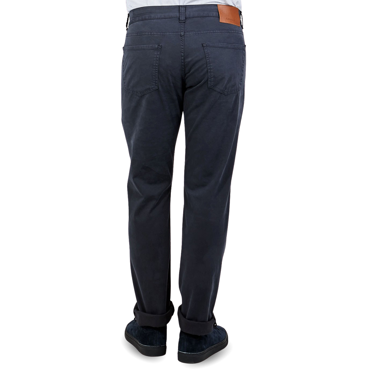 Canali Washed Navy Cotton Twill Jeans Back