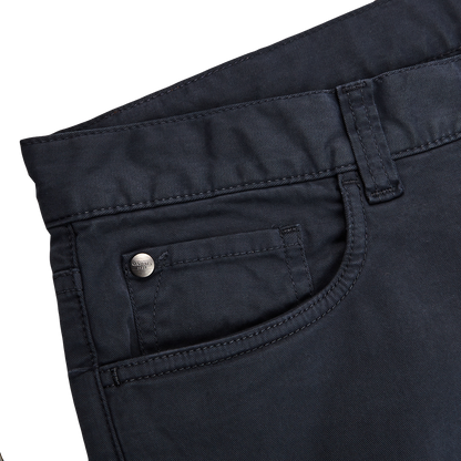 Canali Washed Navy Cotton Twill Jeans Edge