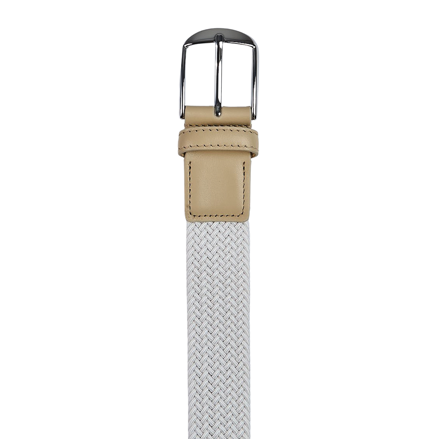 Canali White Braided Cotton Canvas 35mm Belt Buckle