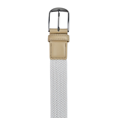 Canali White Braided Cotton Canvas 35mm Belt Buckle