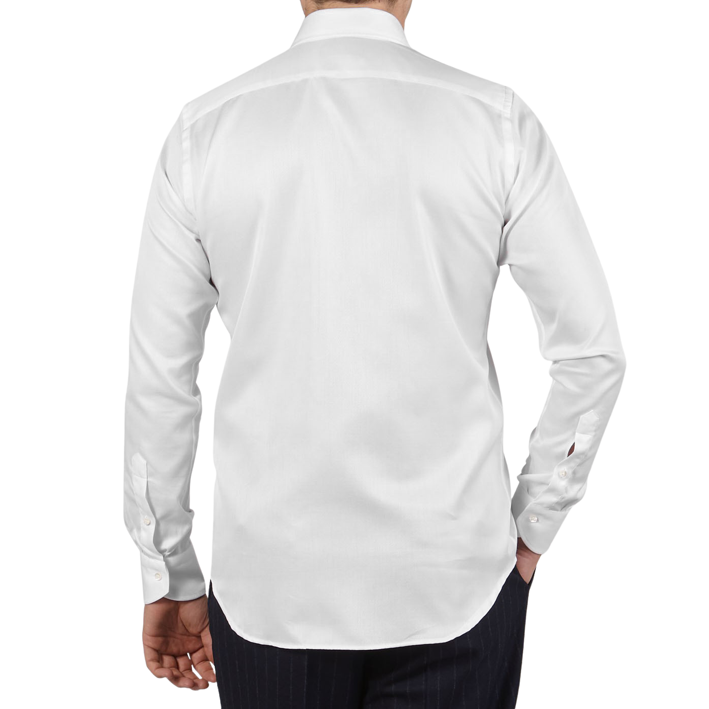 Canali White Cotton Cut Away Impeccabile Shirt Back