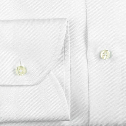 Canali White Cotton Cut Away Impeccabile Shirt Cuff