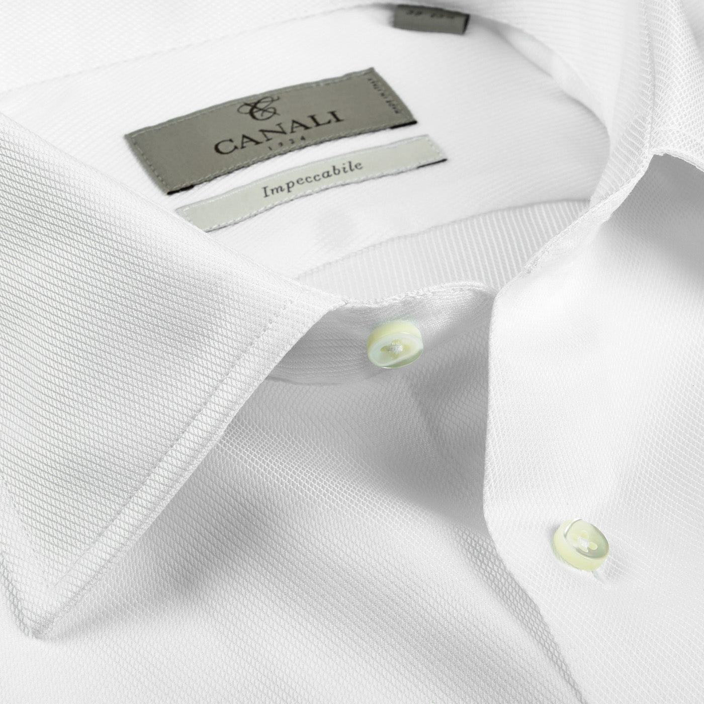Canali White Cotton Cut Away Impeccabile Shirt Open