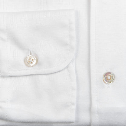 Canali White Cotton Jersey Casual Shirt Cuff
