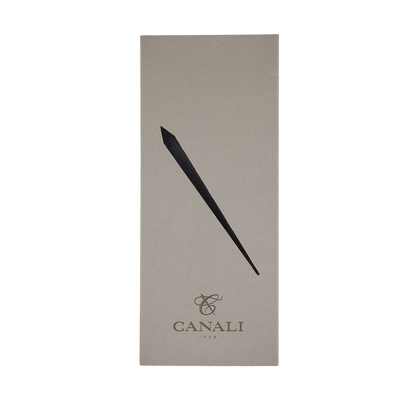 A Canali Black Pure Silk Pleated Cummerbund with a black handle on a white background.