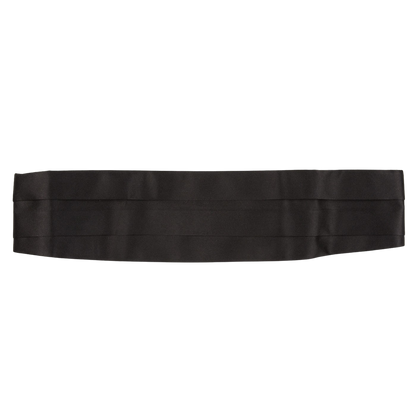 A Canali Black Pure Silk Pleated Cummerbund on a white background.
