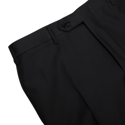 Black Flat Front Wool Trouser