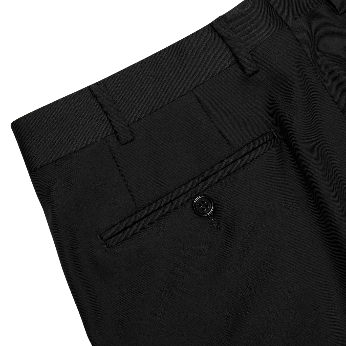 Black Flat Front Wool Trouser