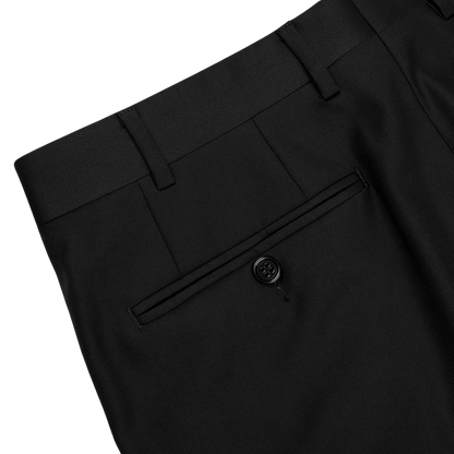 Black Flat Front Wool Trouser