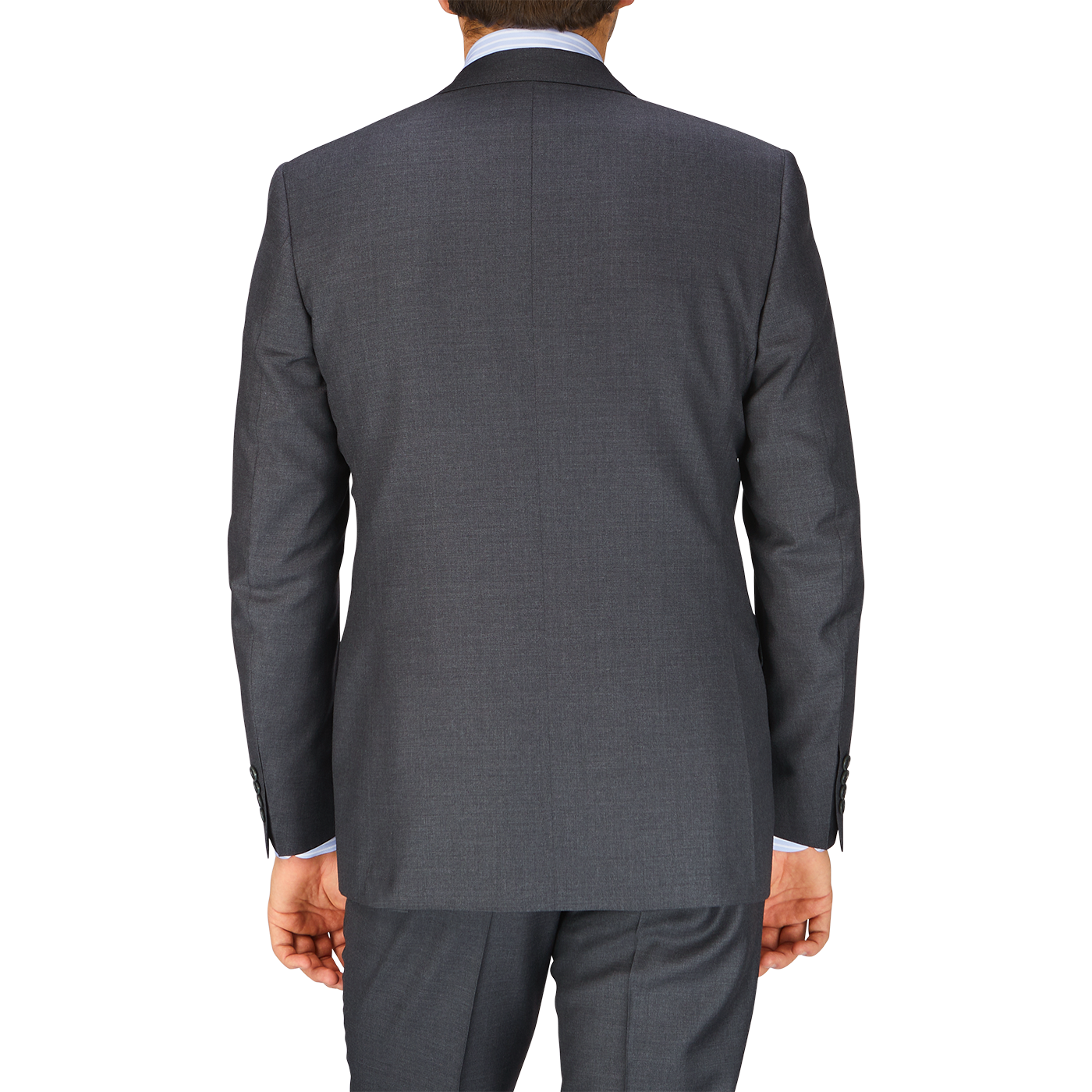 A formal man in a Canali Charcoal Grey Wool Notch Lapel Suit.