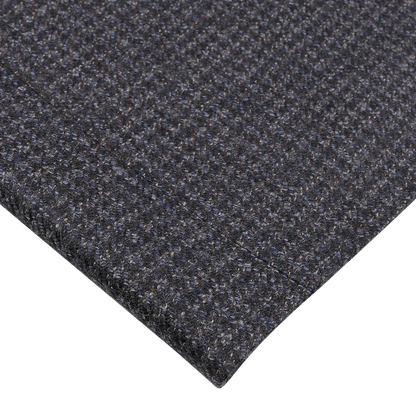 Close-up of a textured gray fabric swatch with a checkered pattern, echoing the elegance of the Canali Dark Blue Checked Wool Drop 6 Blazer, displayed on a white background.