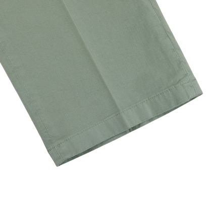 A close up of a pair of Canali Sage Green Cotton Stretch Flat Front Chinos.