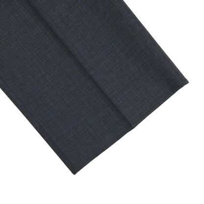 A traditional Canali tailored dark blue suit with a checkered pattern, made from high-quality Grey Blue Melange Checked Wool Trousers.