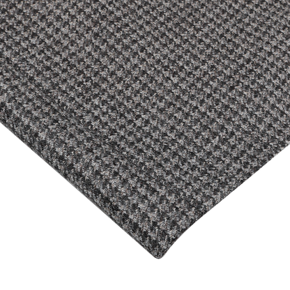 Close-up of the corner of a Canali Grey Dogtooth Wool Drop 6 Blazer, featuring a houndstooth pattern reminiscent of a Milanese style.