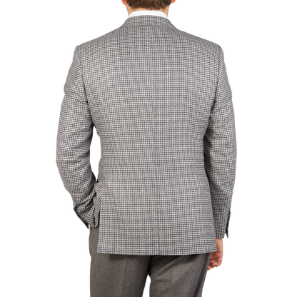 The back view of a man in a Grey Houndstooth Wool Drop 6 Blazer by Canali.