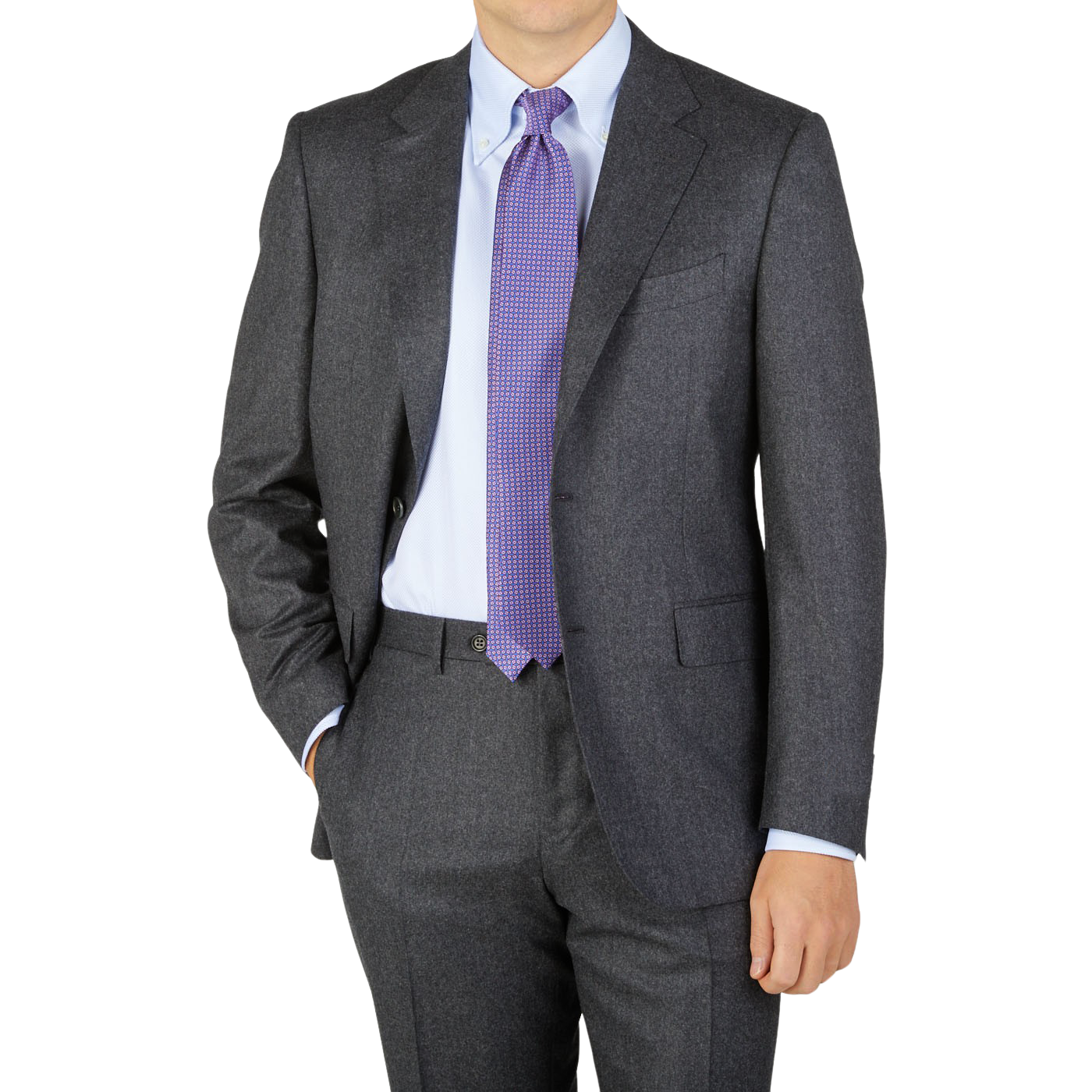 A man in a Canali Grey Melange Wool Flannel Suit.