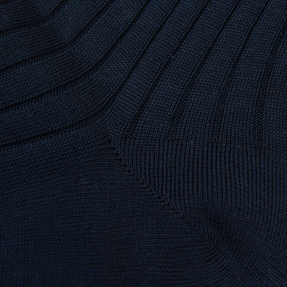 Navy Blue Knee Long Ribbed Cotton Socks