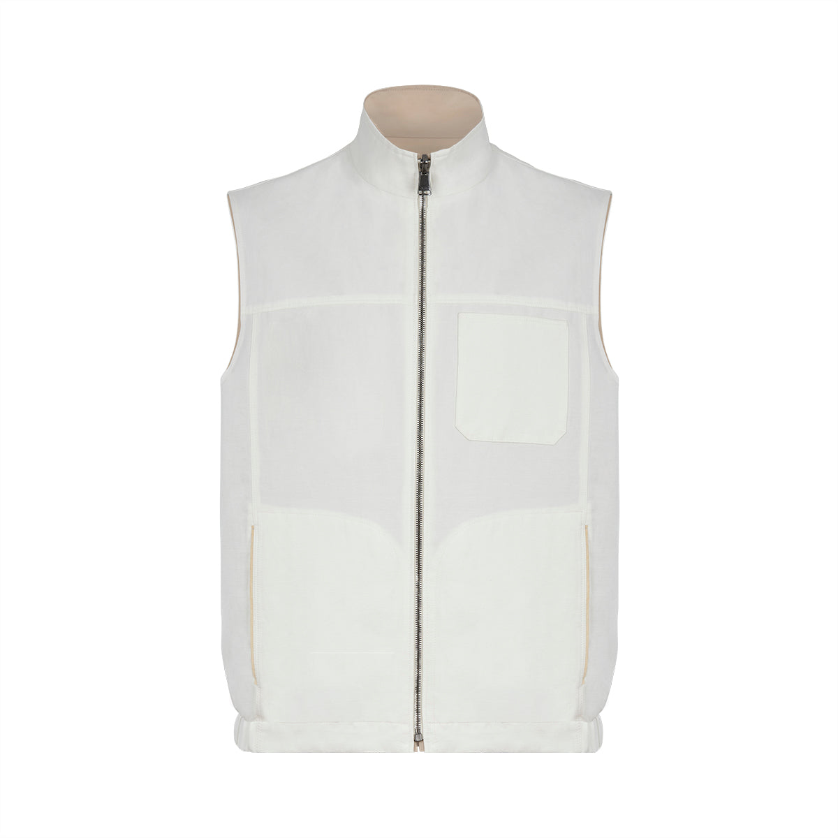 White/Beige Linen/Silk Reversible Gilet
