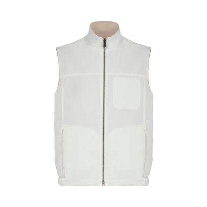 White/Beige Linen/Silk Reversible Gilet
