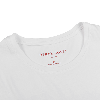 Derek Rose White Micro Modal Stretch T-shirt Collar