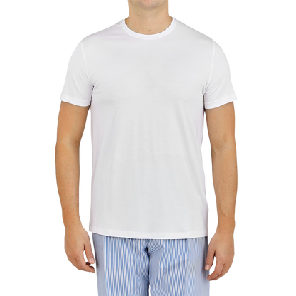 Derek Rose White Micro Modal Stretch T-shirt Front