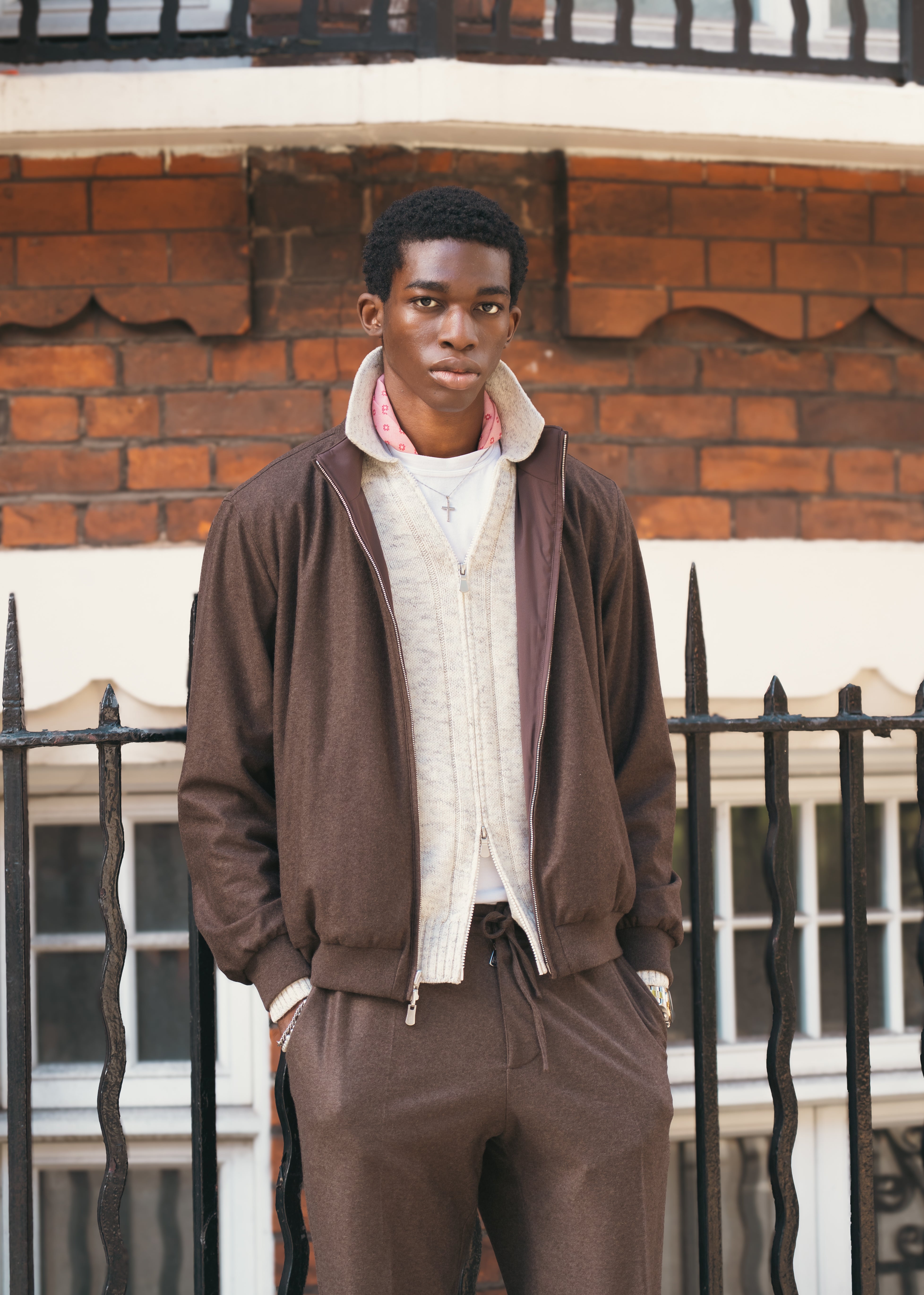 Brown Cashmere Flannel Drawstring Trouser