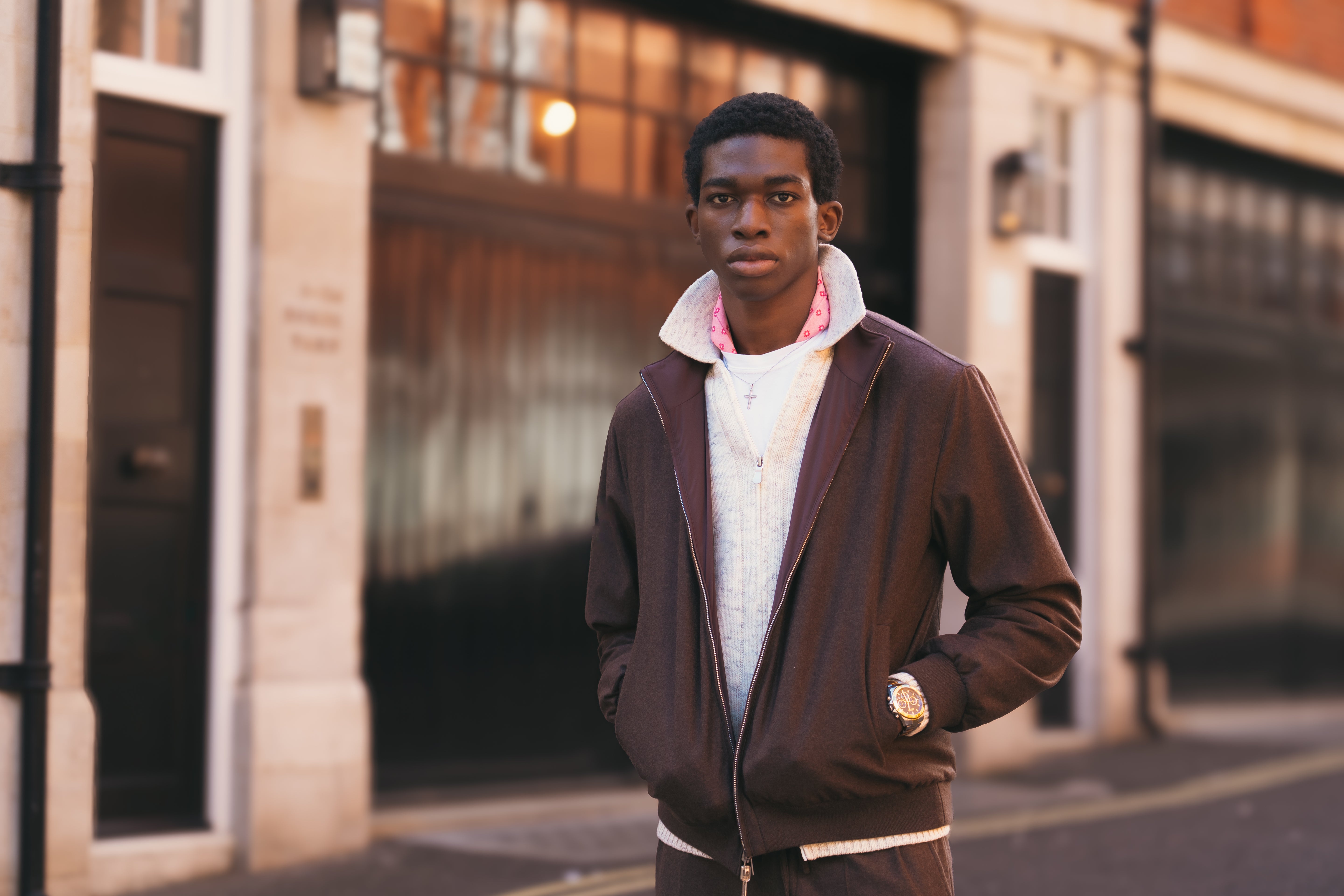 Dark Brown Nylon/Cashmere Reversible Jacket