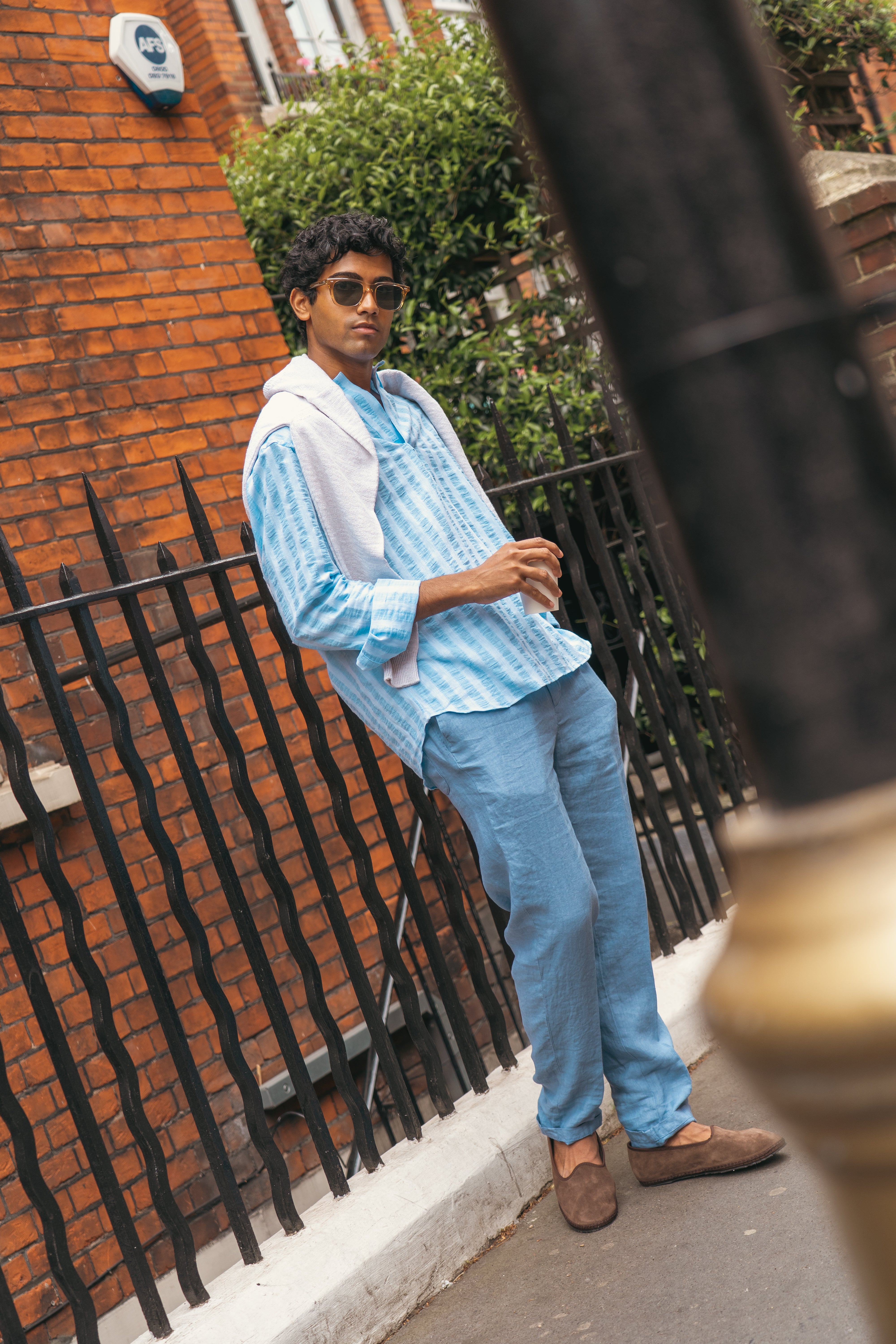 Sugar Packet Blue Linen Drawstring Trouser