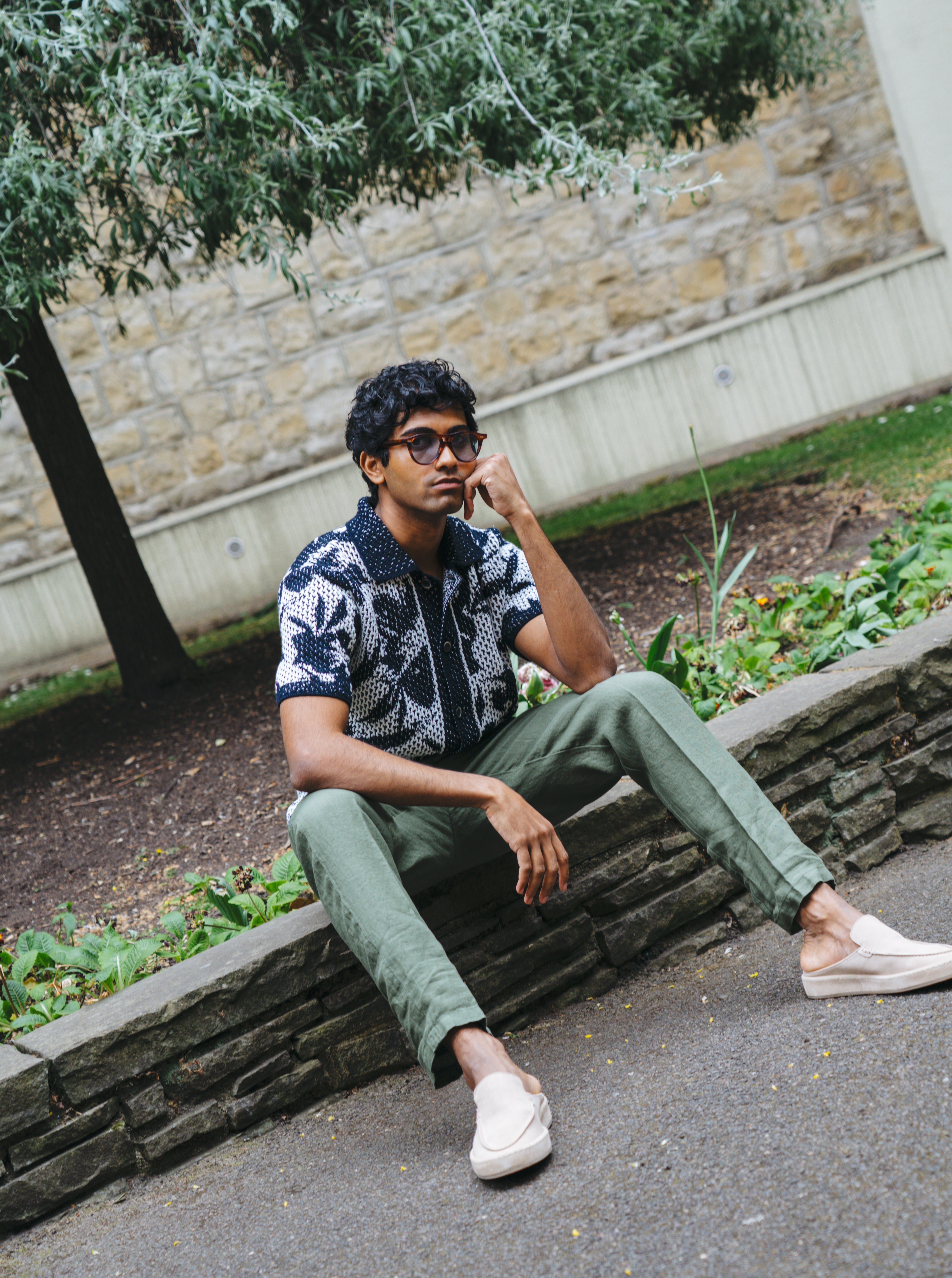 Army Green Linen Drawstring Trouser