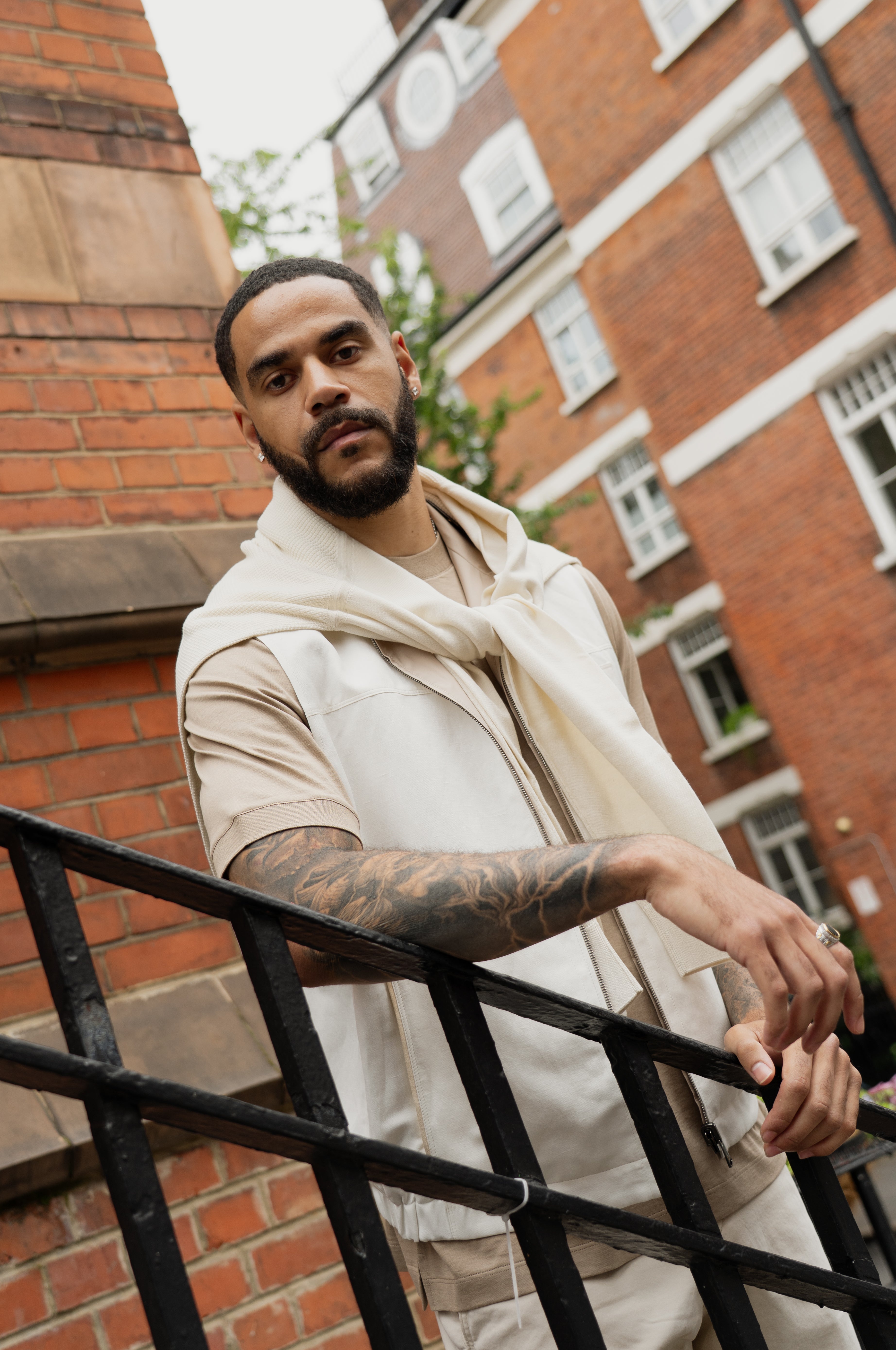 White/Beige Linen/Silk Reversible Gilet
