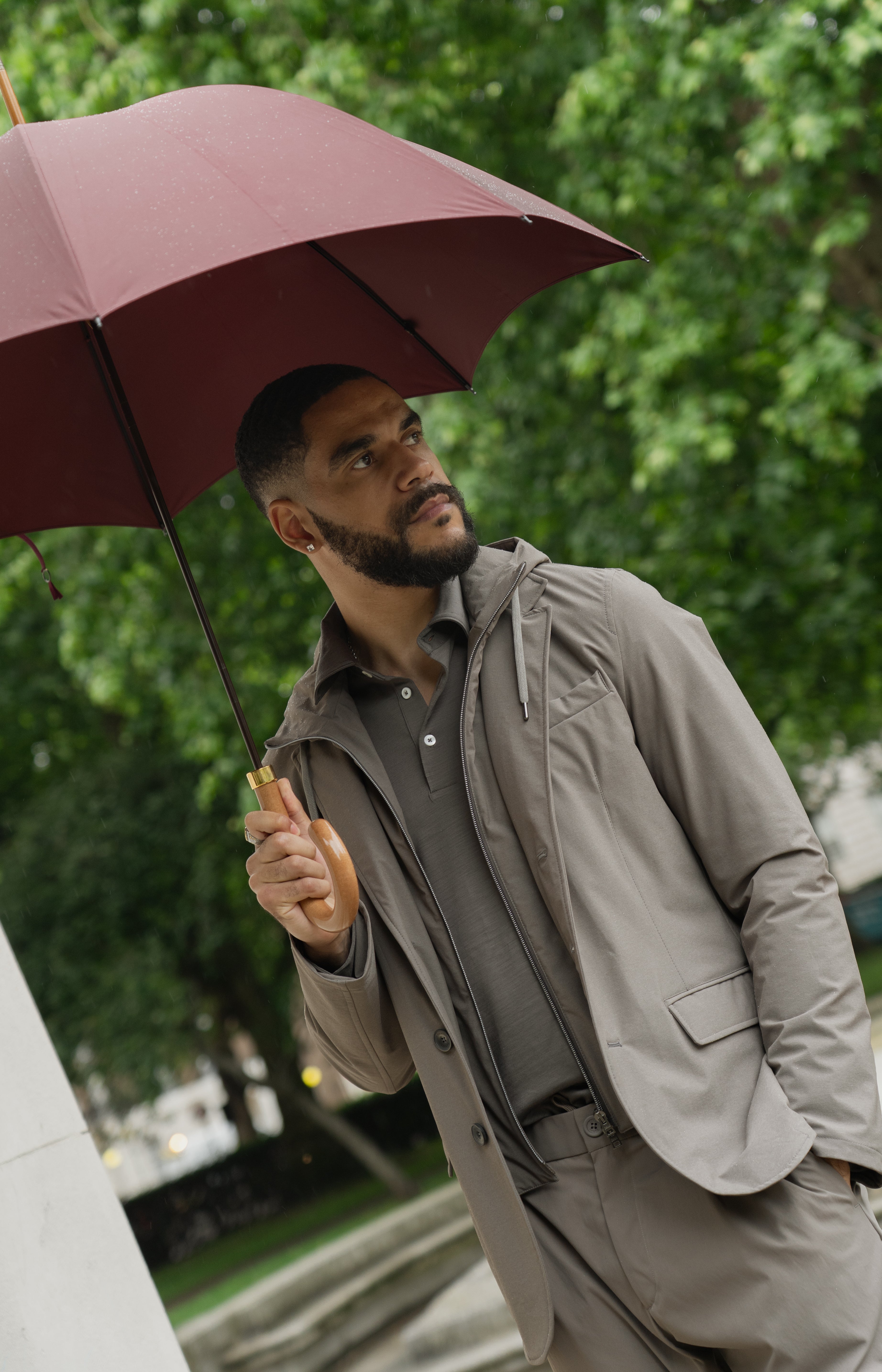 Bordeaux Polished Maple Handle Umbrella