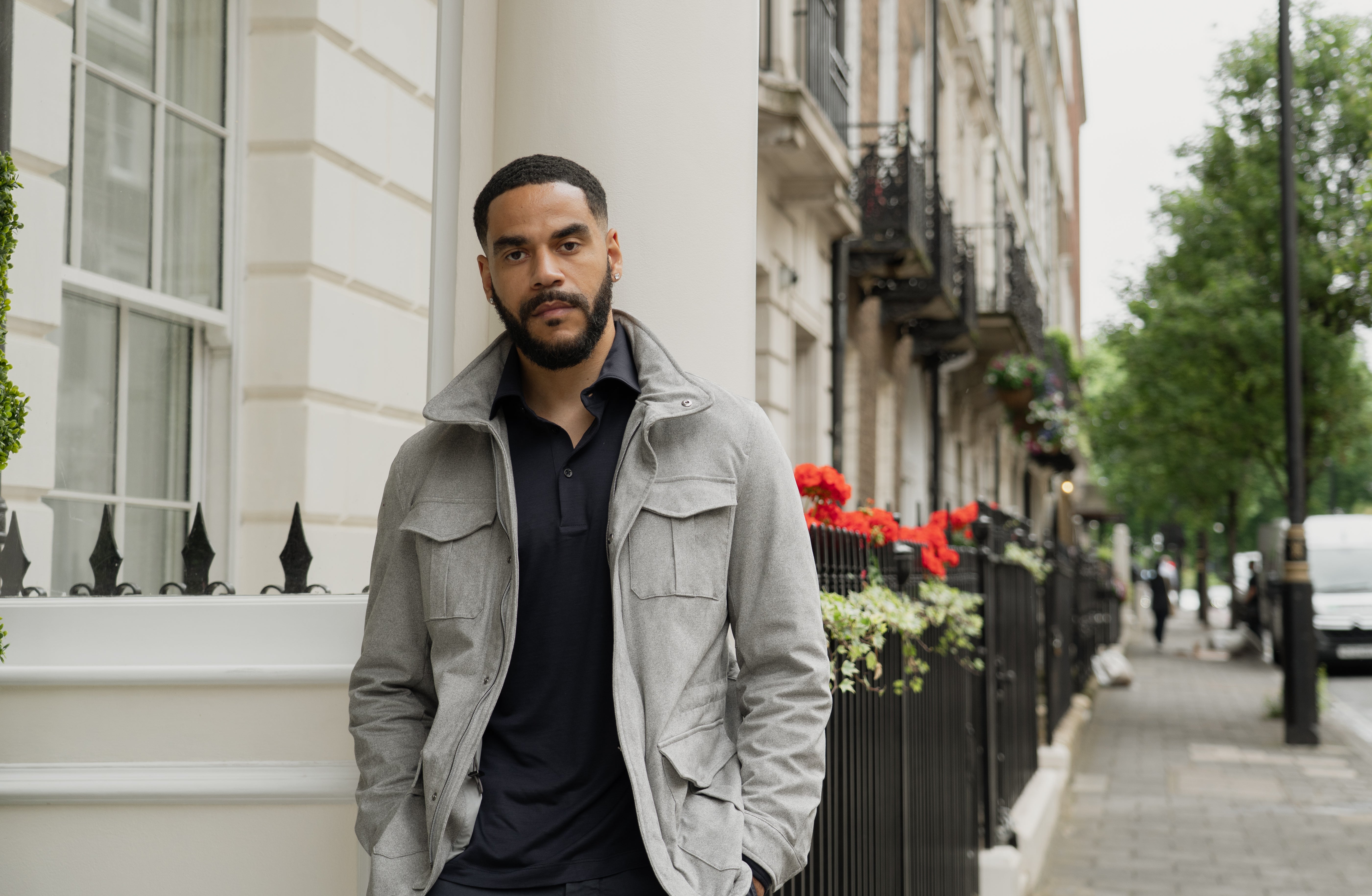 Navy Blue LS Polo in Wool Jersey