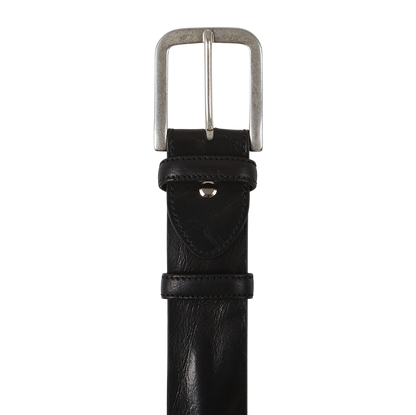 Elliot Rhodes Black Unlined Tumbled Leather 40mm Belt Buckle