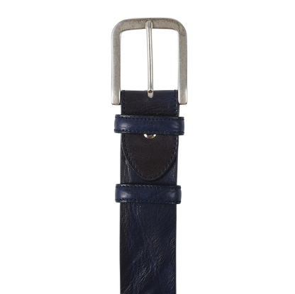 Elliot Rhodes Blue Unlined Tumbled Leather 40mm Belt Buckle