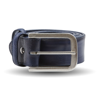 Elliot Rhodes Blue Unlined Tumbled Leather 40mm Belt Feature