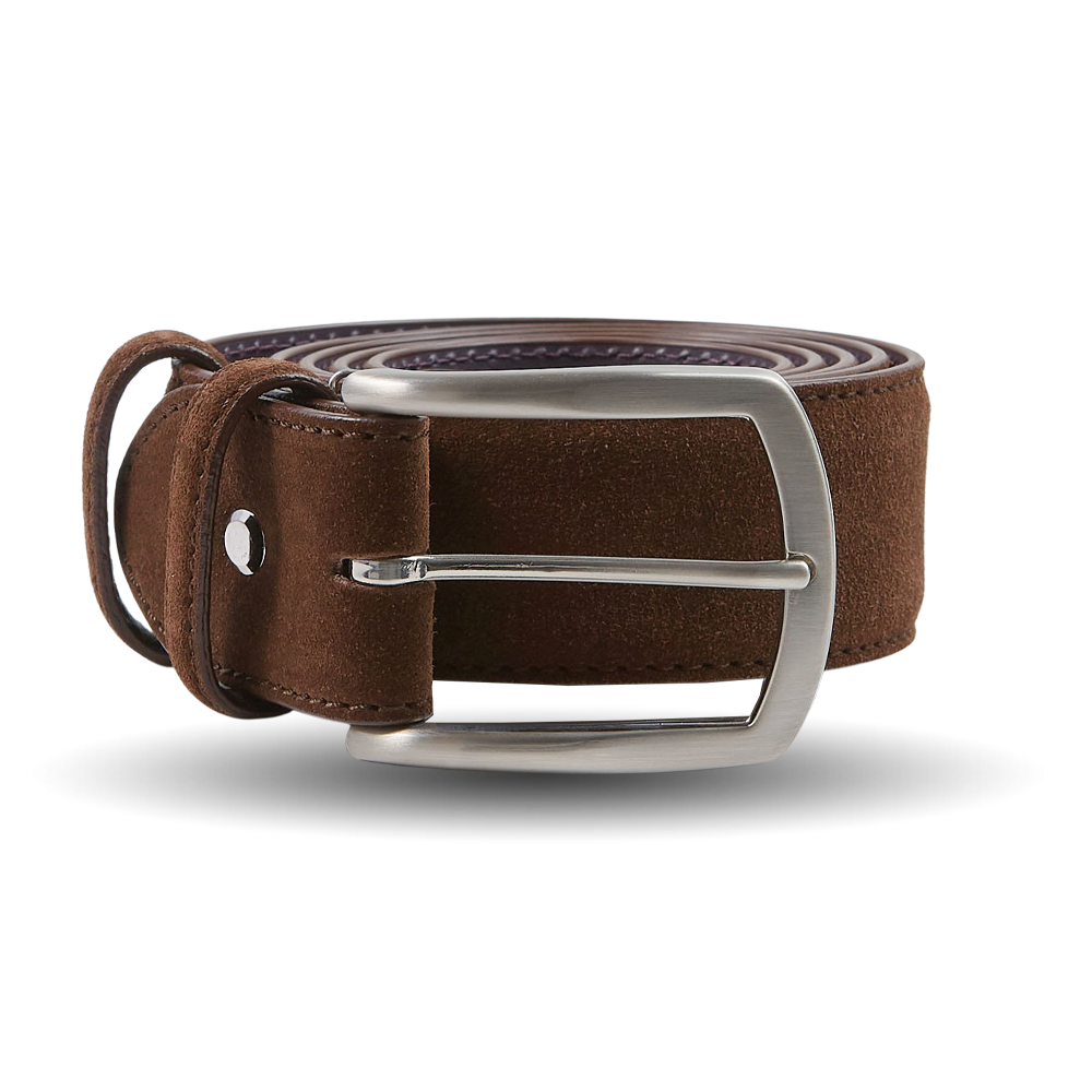 Elliot Rhodes Brown Suede Leather 40mm Belt Feature