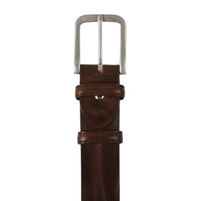 Elliot Rhodes Brown Unlined Tumbled Leather 40mm Belt Buckle