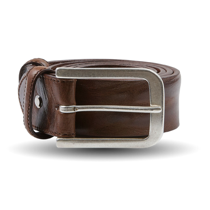 Elliot Rhodes Brown Unlined Tumbled Leather 40mm Belt Feature